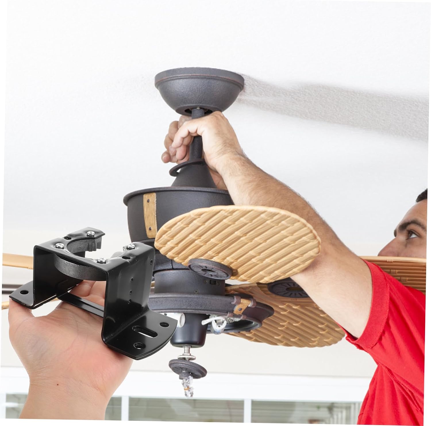 MERRYHAPY Ceiling Fan Mount Adapter Easy Install Part Bracket for Ceiling Fan Sturdy Iron Rack