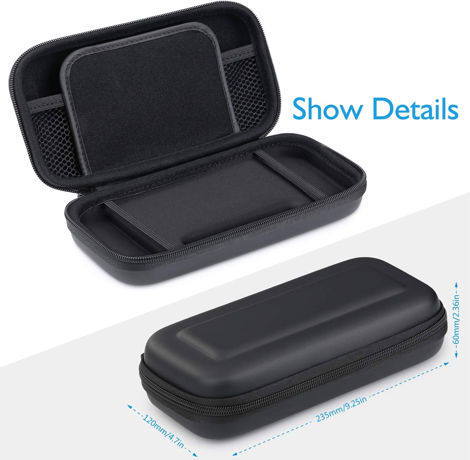 HEYSTOP Carrying Case Compatible with Nintendo Switch Lite with 2 Pack Screen Protector, Protective Hard Shell Travel Carrying Convex Case Pouch for Nintendo Switch Lite Console, Grey