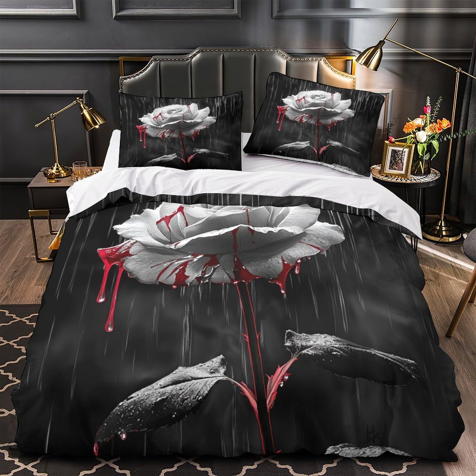 Drap de couette anti-decoloration style gothique 200x200 avec 2 taies pour adultes