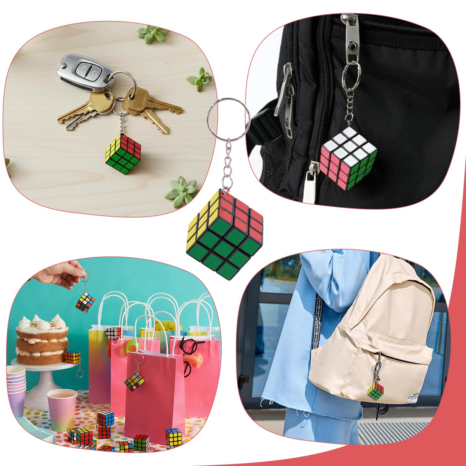 20 Piezas Mini Cubo Mágico Llavero (3cm) - Detalles Cumpleaños Infantiles y Relleno Piñata - Juguete Rompecabezas Antiestrés para Niños y Calendario de Adviento (Multicolor)