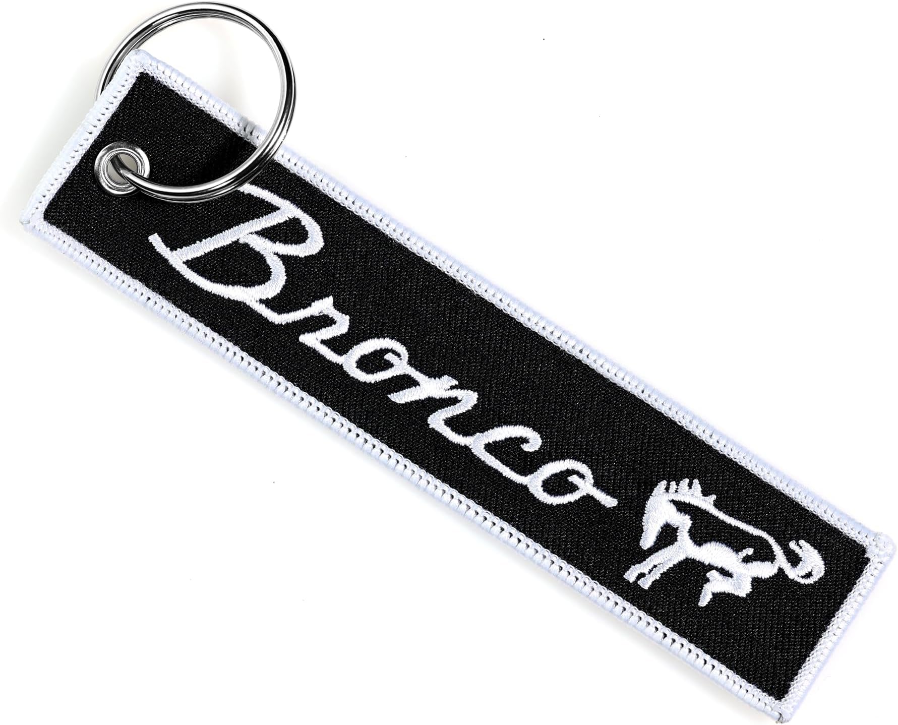 Detroit Shirt Company Ford Bronco Logo embroidered Keychain 5" x 1" | logos front and back