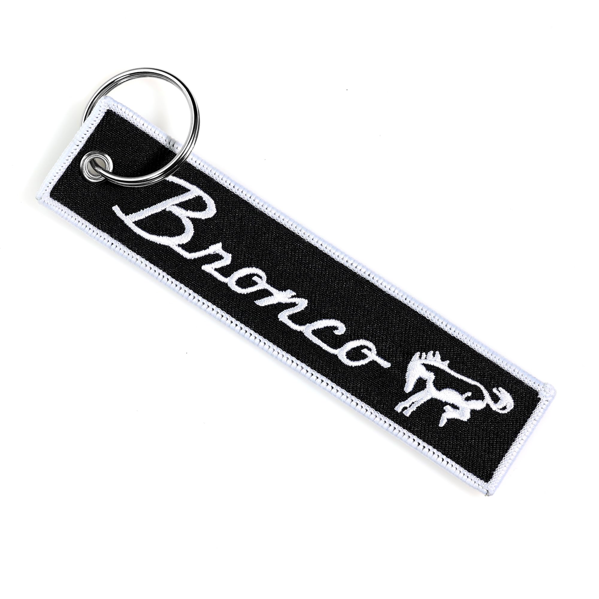 Detroit Shirt Company Ford Bronco Logo embroidered Keychain 5" x 1" | logos front and back