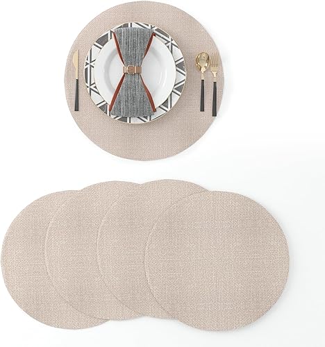 Miniatura 19 de Juego de 4 manteles individuales de lino suave hechos a mano resistentes al calor, manteles individuales para mesa de comedor, manteles individuales