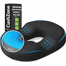 Donut Pillow Seat Cushion - Cooling Gel Outdoor Chair Cushions, Memory Foam Seat Cushion for Office &amp; Home, Car Seat and Patio Furniture Cushions, Hemorrhoids Pillow and Tailbone Pain Relief, Black