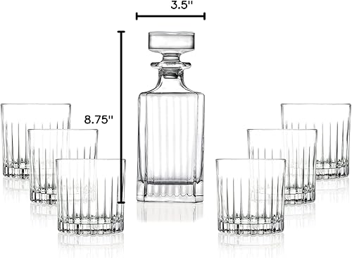 Miniatura 4 de Barski - Juego de decantador y vaso de whisky de 7 piezas, para whisky, licor, whisky, whisky, whisky, bourbon, decantador cuadrado de 25 onzas con