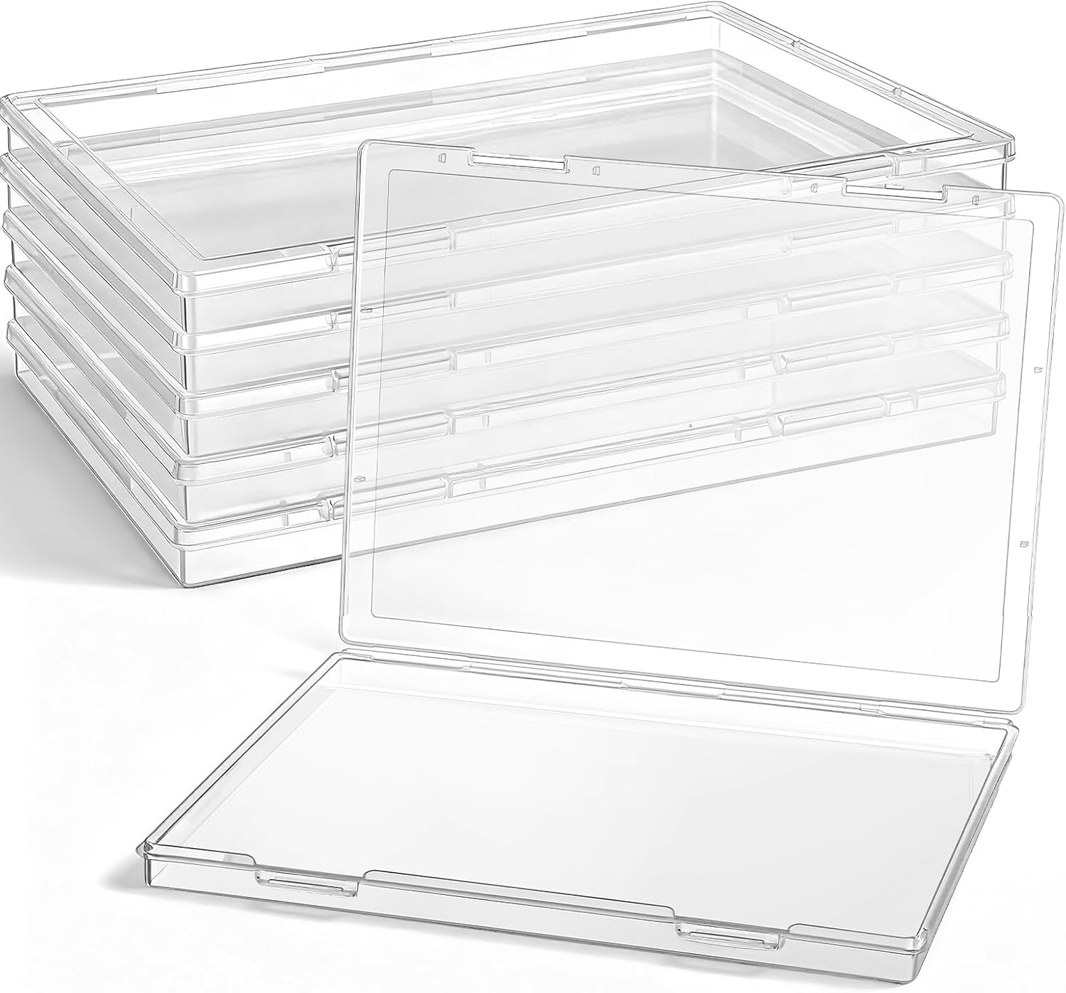 Jetec 6 Pieces Mini Plastic Clear Beads Storage Containers Box for Collecting Small Items, Beads, Jewelry, Business Cards, Game Pieces, Crafts (12.0 x 8.8 x 0.9 Inch)