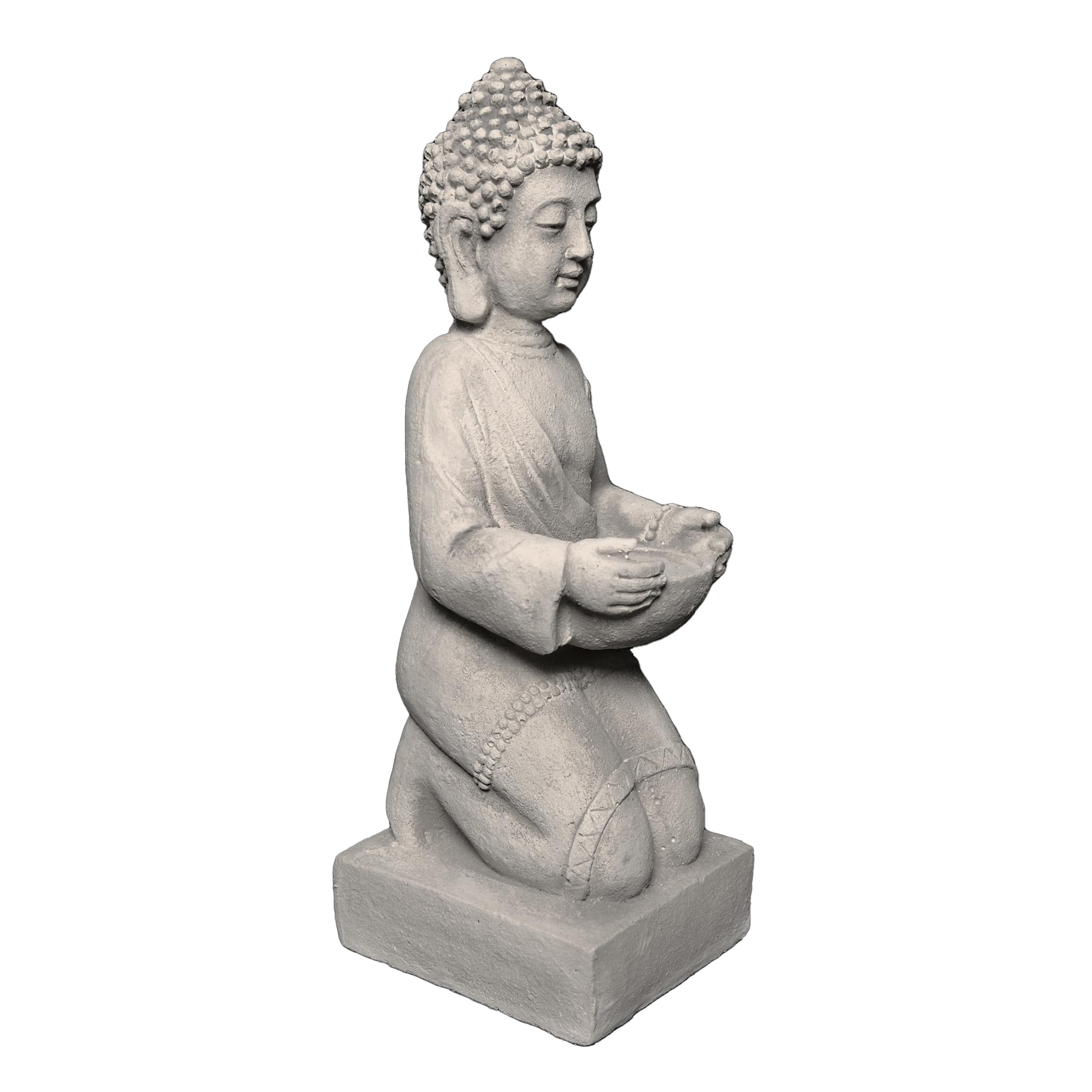 gartendekoparadies.de Buddha statue on a pedestal, stone figure, H. 43 cm, 9 kg, gray, frost-proof made of cast stone for outdoor use