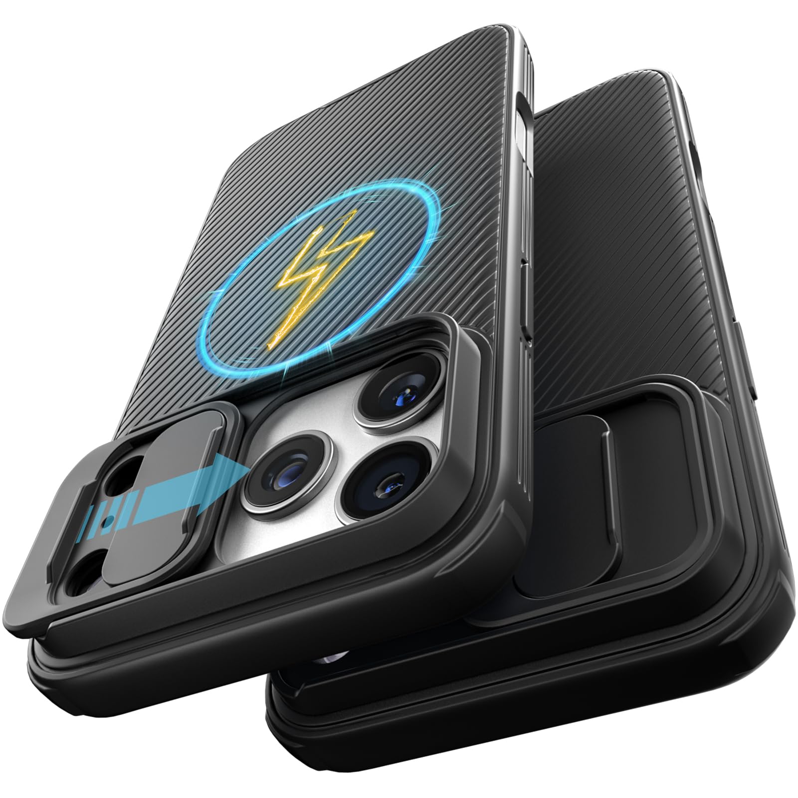 CloudValley for iPhone 17 Pro Max Case Magsafe, [Dual-Slide Lens Cover] [4-Corner Shockproof Airbags] [Anti-Lost Lanyard Hole] Heavy-Duty Shockproof Portection for iPhone 17 Pro Max 6.9 inch, Black