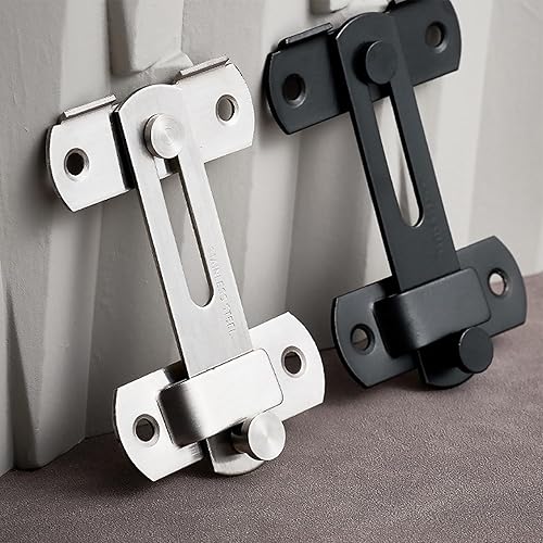 Miniatura 5 de Juego de 2 cierres de puerta de seguridad de 4 pulgadas para puerta de granero, acero inoxidable resistente, color plateado