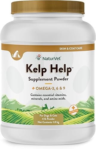 Miniatura 1 de NaturVet Kelp Help Plus Omegas - Suplemento para piel y pelaje para perros y gatos en polvo fabricado en los Estados Unidos 4 libras