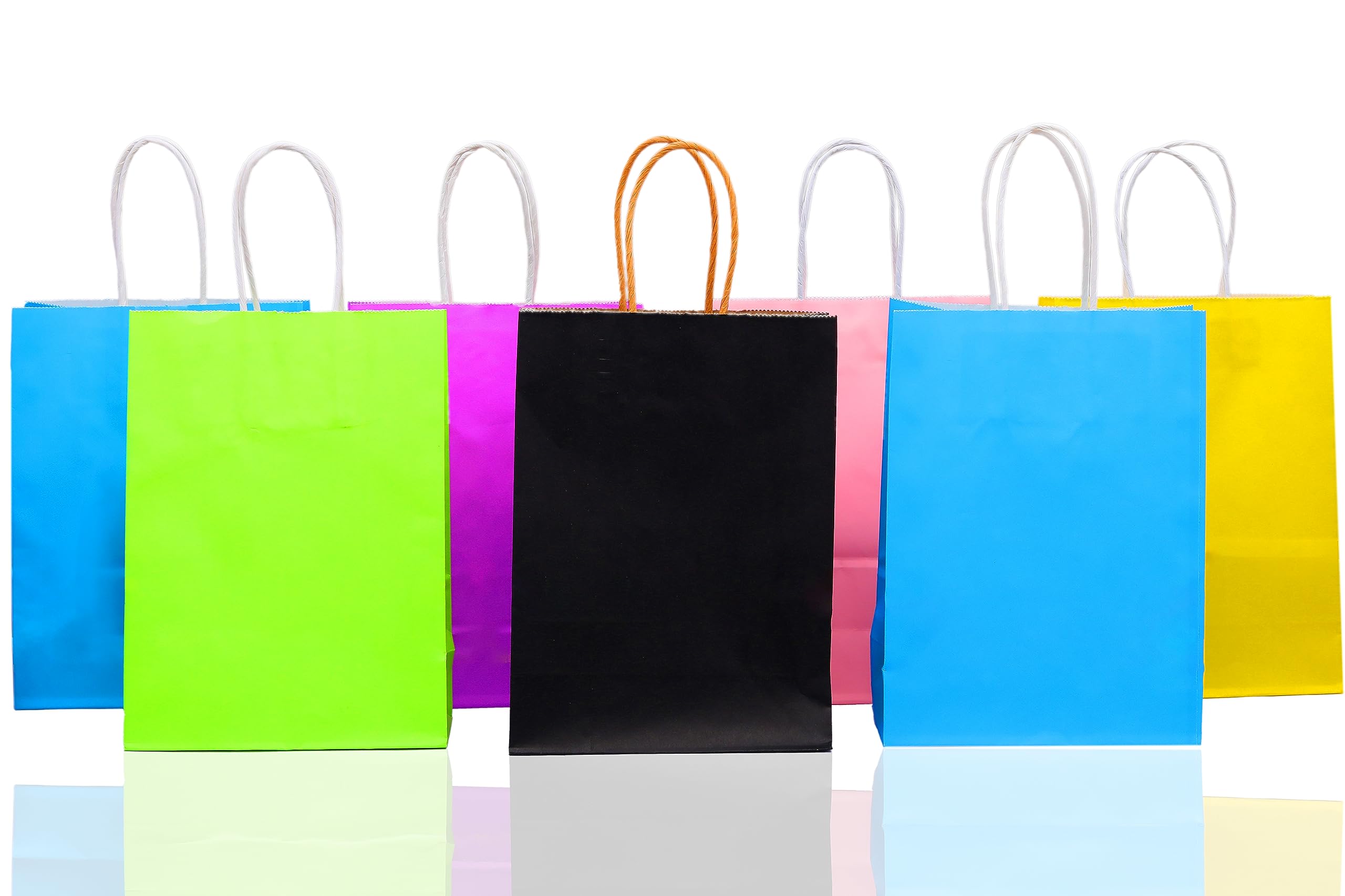 B4D Kraft Paper Multi-Color Bags with handle, Set of 24 Pieces. Eco-friendly and biodegradable paper material, Suitable for Girls’/Boys’ Birthdays, Wedding Celebrations (Medium A5)