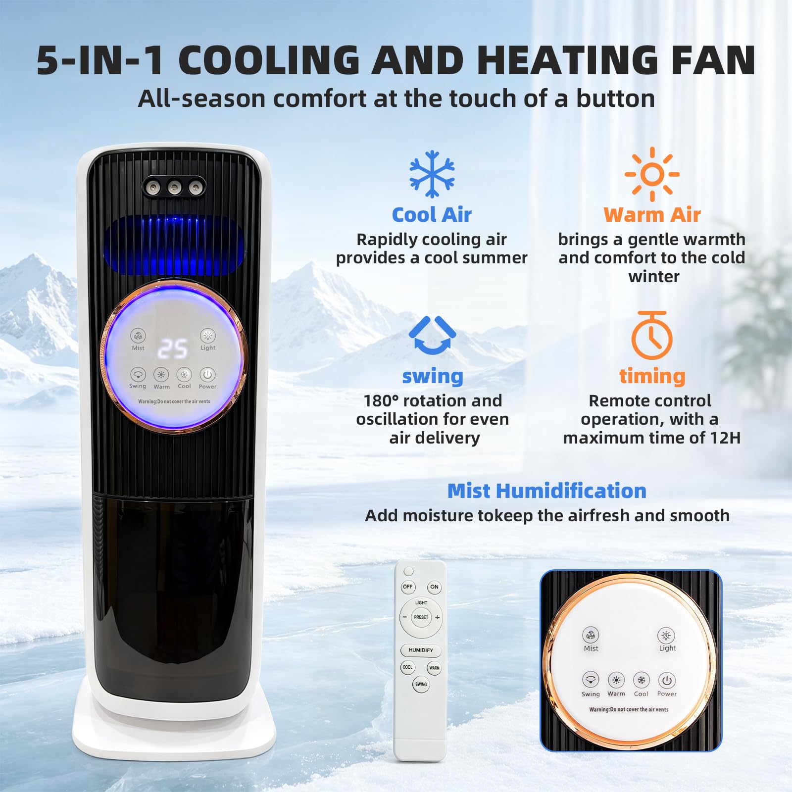 Luftkühler Mit Wasserkühlung 5-in-1heizlüfter ventilator verdunstungskühler