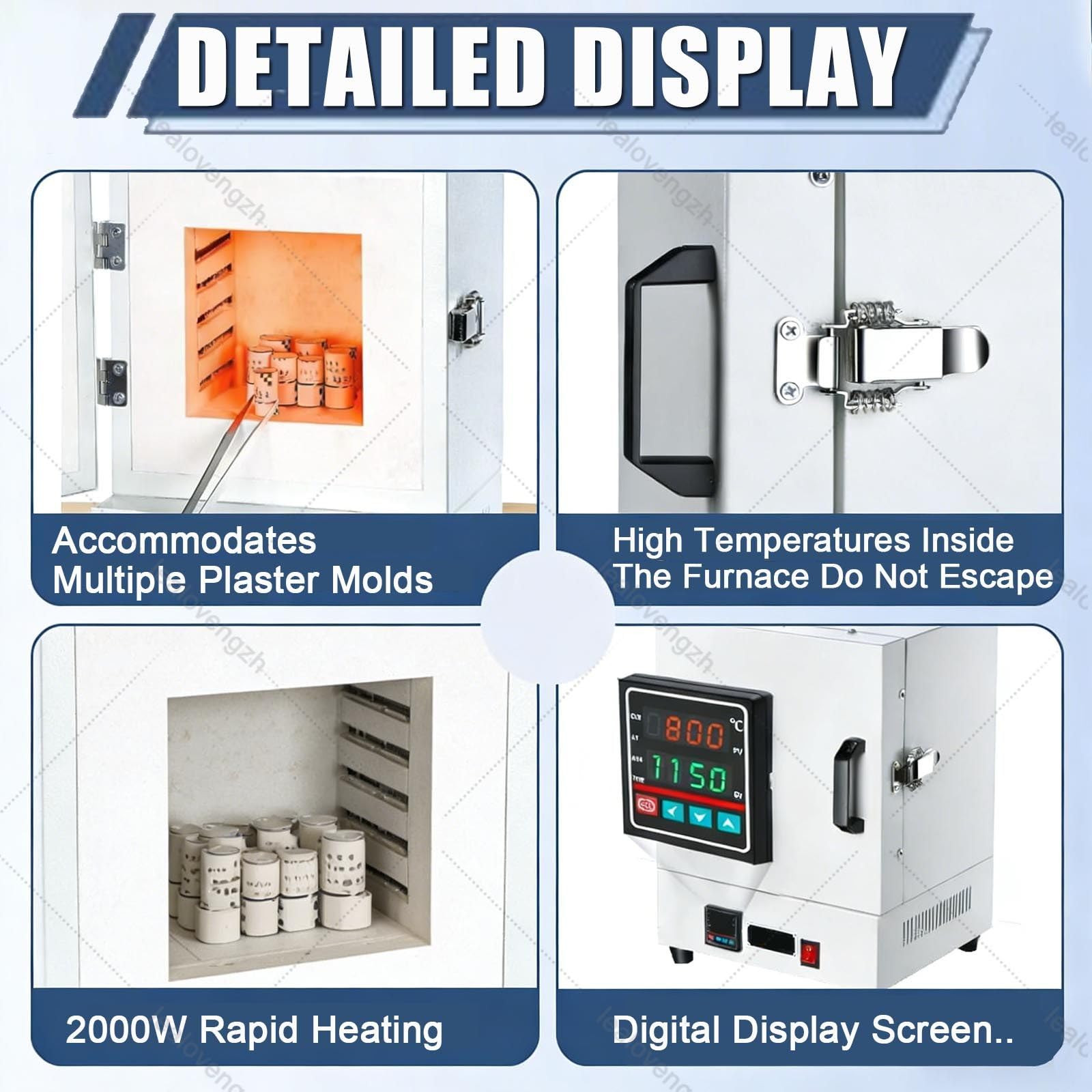 Horno EléCtrico Profesional para La FabricacióN De Joyas, Horno De FusióN De 2000 W para FundicióN De Metales Y CeráMica, Horno De Mufla Digital De 1150 °C/2102 °F (Blanco)