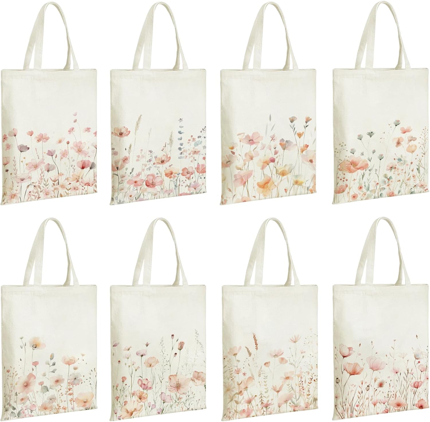 Christian Floral Boho Book Tote Bags Bulk for Women Bible Canvas Totes Reusable Religious Bible Verse Grocery Bags