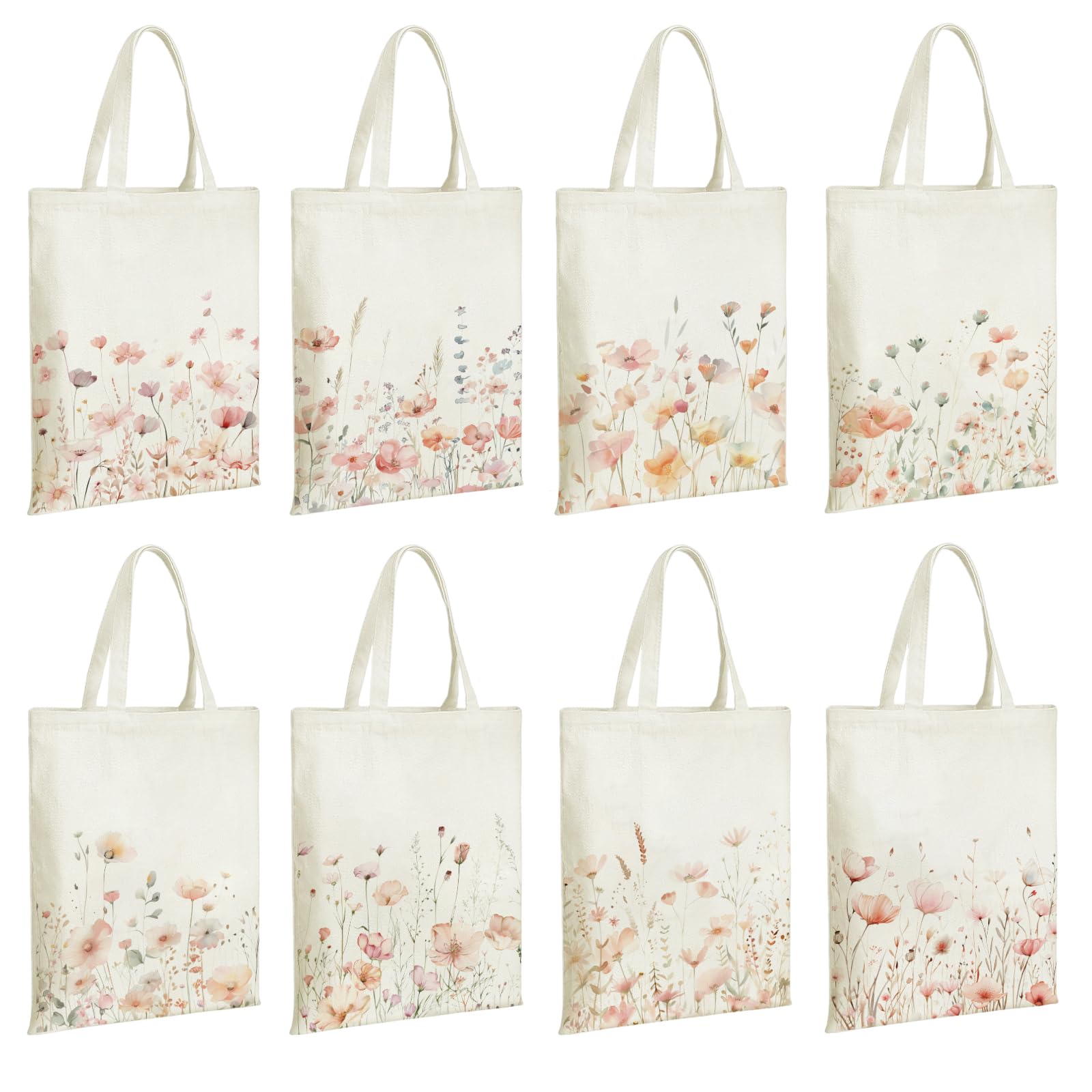 Kuabiz Christian Floral Boho Book Tote Bags Bulk for Women Bible Canvas Totes Reusable Religious Bible Verse Grocery Bags