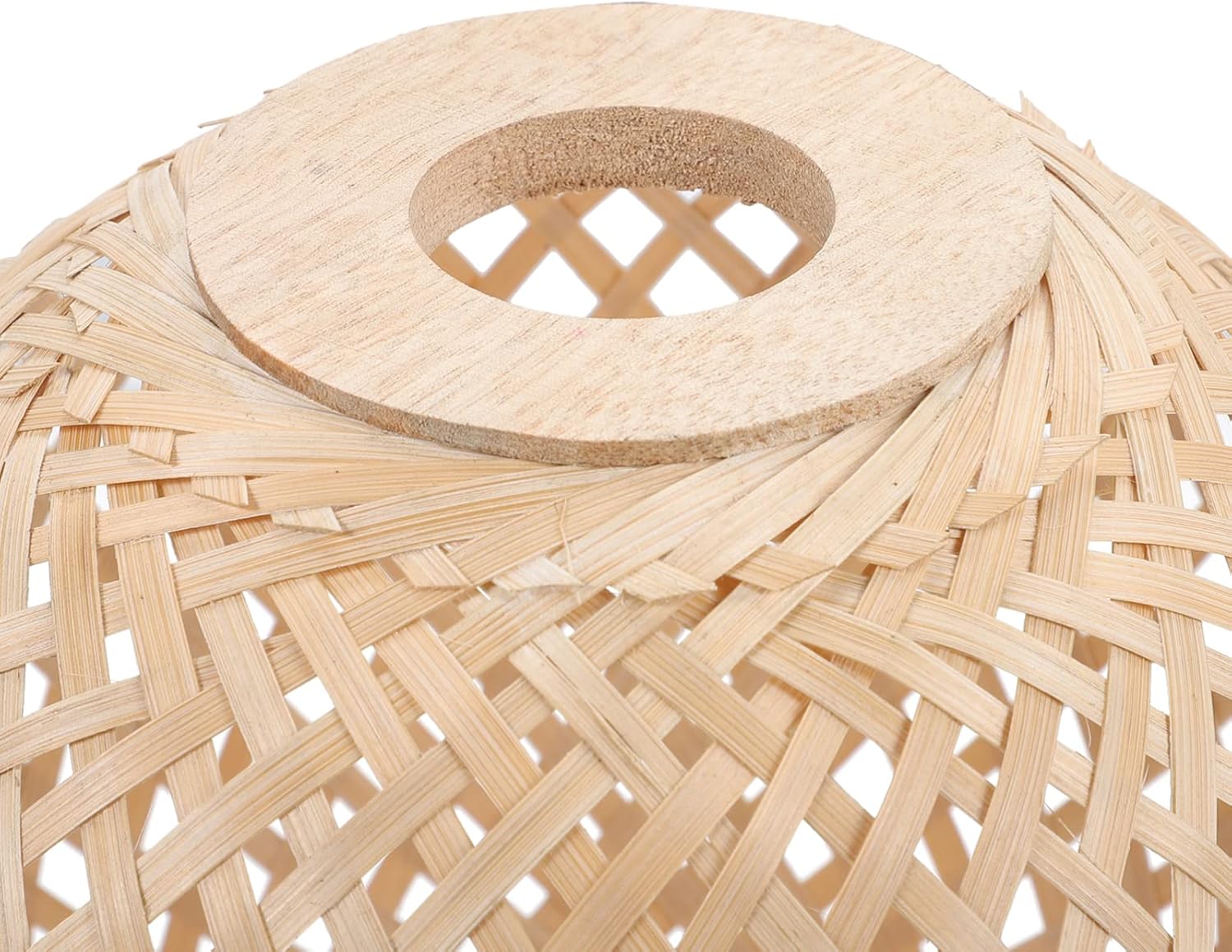 Yardwe Rustic Woven Bamboo Lamp Shade Elegant Pendant Light Cover for Ceiling Lights Versatile Replacement Lampshade for Home Decor Softens Bright Light Easy to Install
