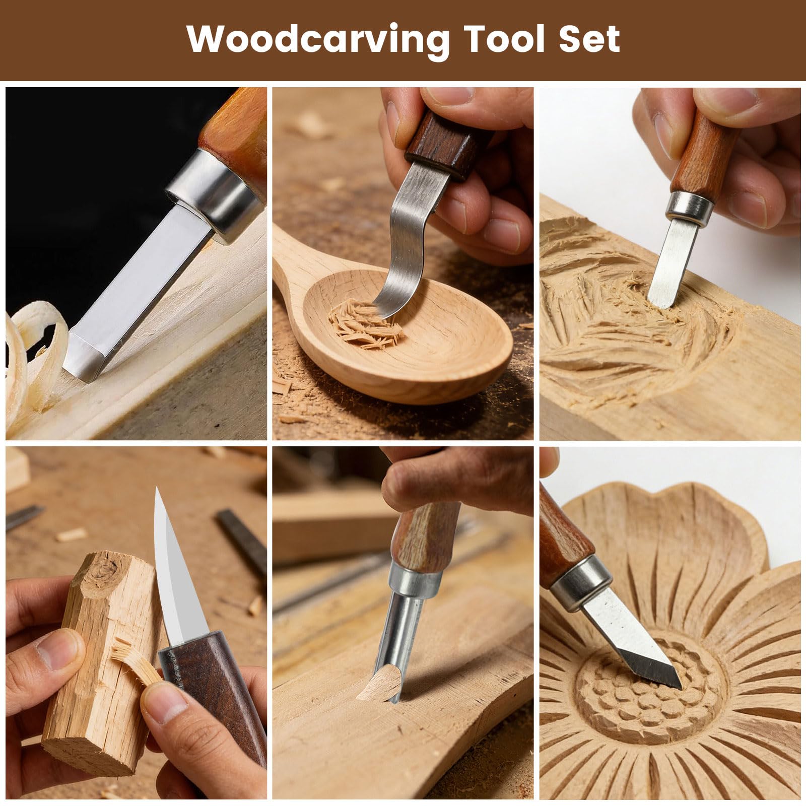 Kit Sculpture Bois 17pcs, Ensemble D'outils De Sculpture Sur Bois | Kit Sculpture Sur Bois Avec Couteau Sculpture Bois Et Ciseaux à Bois, Outils Bricolage Pour DéButants Et Professionnels