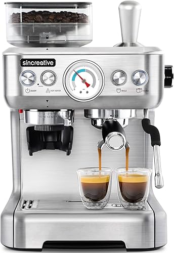 Máquina de espresso con molinillo y espumador de leche máquina de café espresso semiautomática de 20 bares cafetera con latte y capuchino máquina de