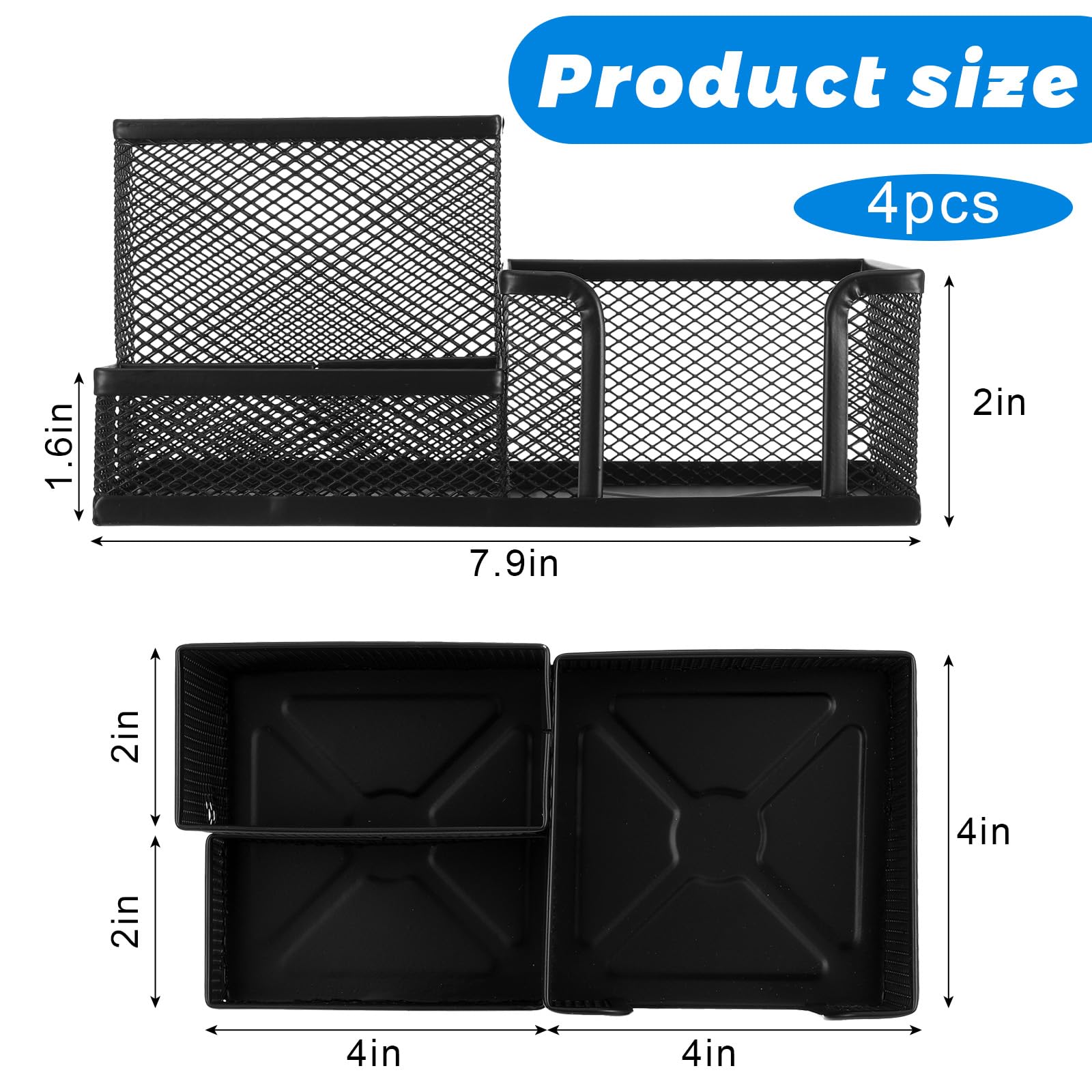 Portalápices de malla para lápices, organizador de escritorio, 3 compartimentos, de alambre, para lápices, suministros de oficina, accesorios para el hogar, oficina, escuela, color negro