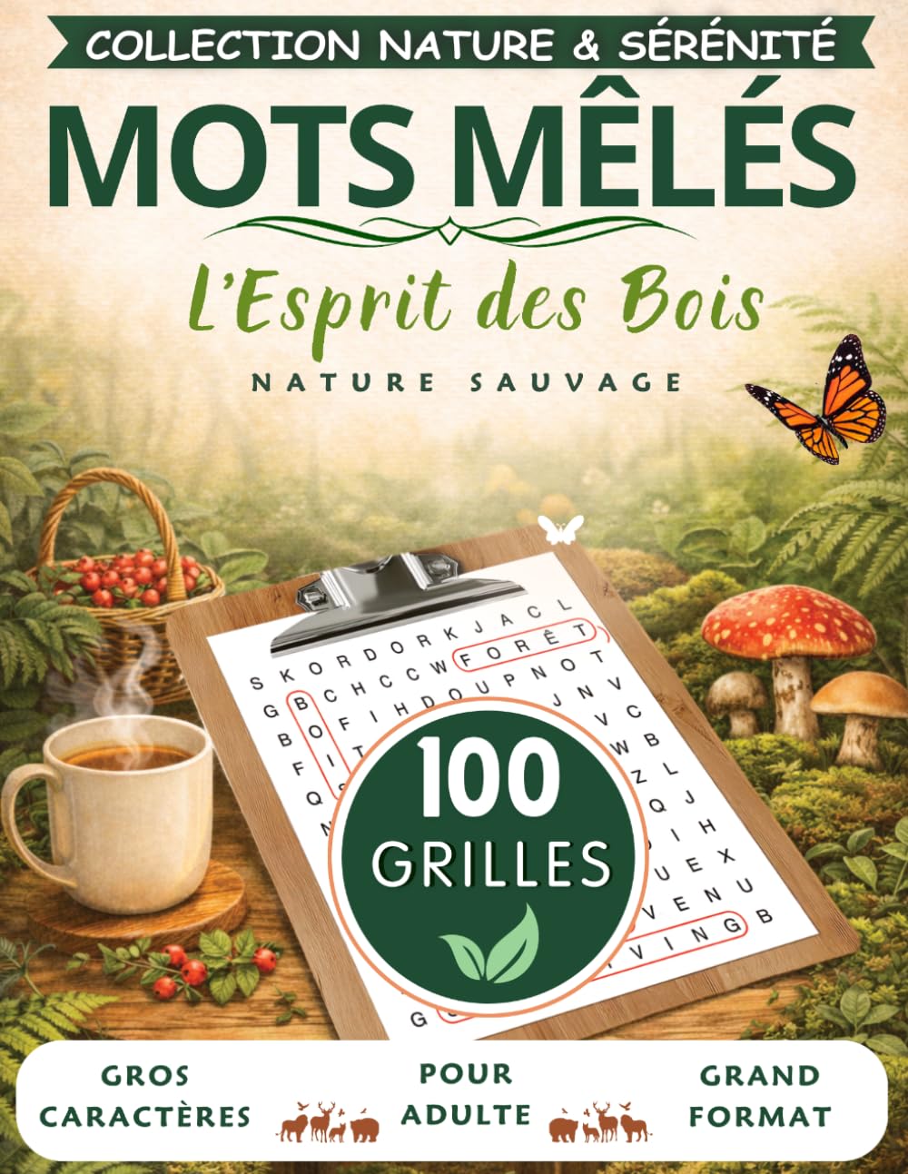 Mots Mêlés Adultes — L'Esprit des Bois: 100 grilles thématiques en gros caractères | Forêt, faune & flore sauvages — Livre de jeux pour seniors avec ... · Gros caractères · Solutions incluses)