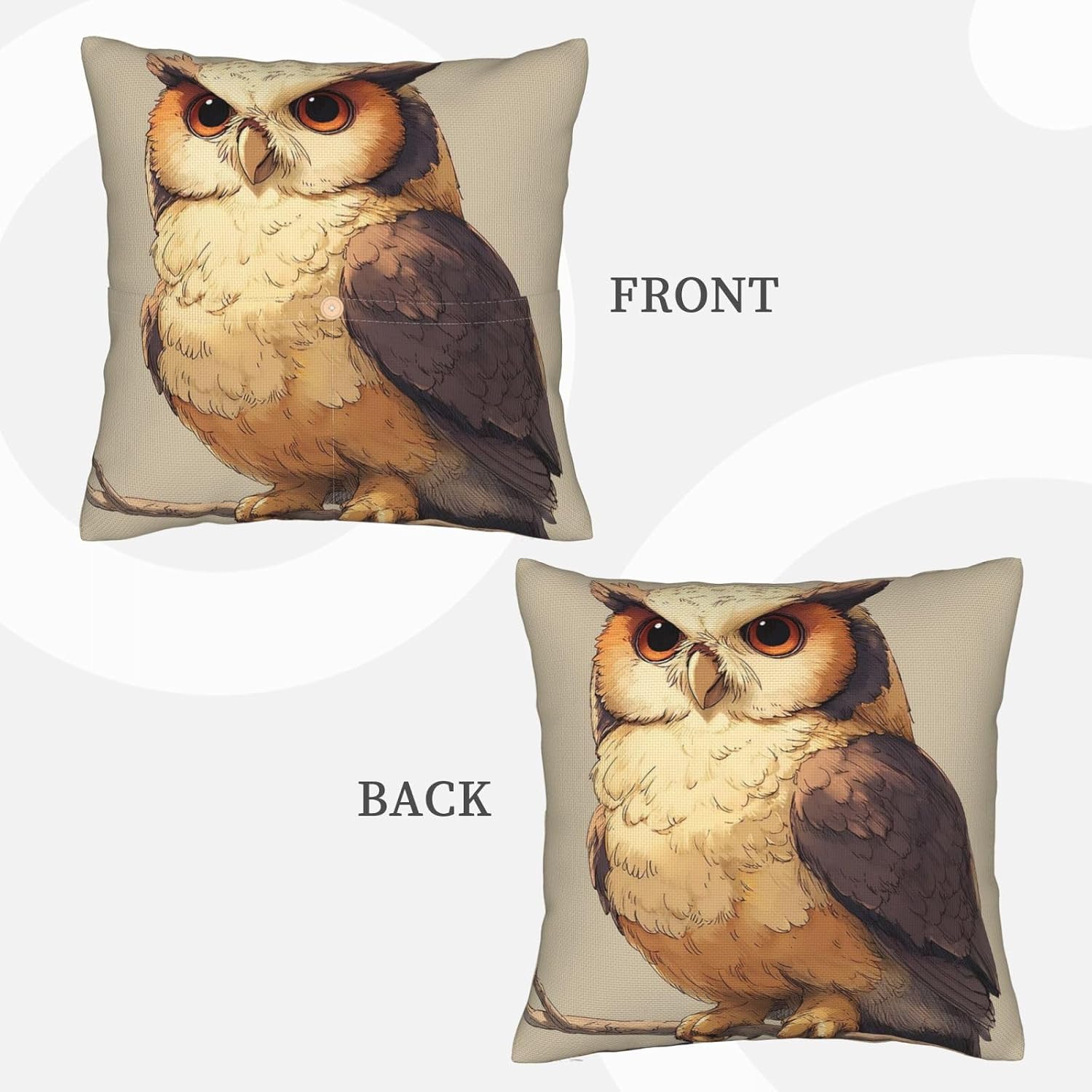 Decorative Linen Throw Pillow Covers 16"x16" Soft Square Cushion Cover Anime Owl Pillow Covers Throw Pillow Cases for Couch Bed Chair Farmhouse Pillowcase for Sofa Living Room Home Decor image 4
