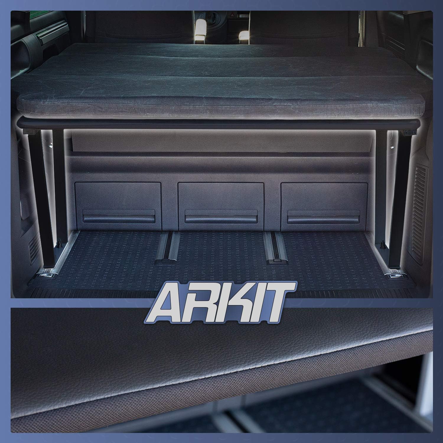 VW T5 & T6 Multivan Multiflexboard bed extension inkl.MDF plate 53 cm high (black)