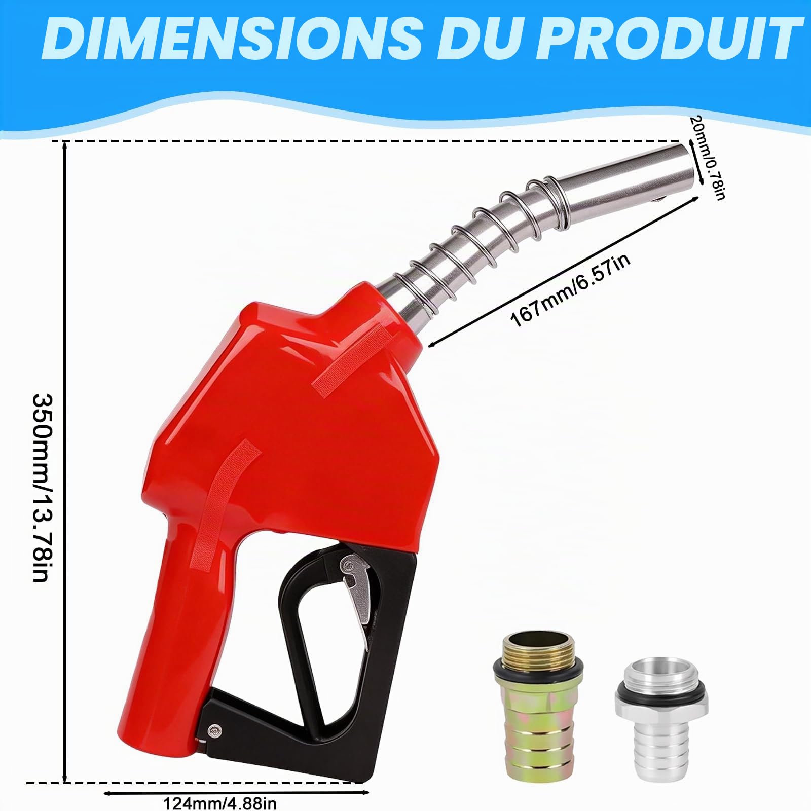 Pistolet De Distribution Avec Système D'arrêt Automatique: Buse Diesel Automatique, Raccord 1", Interface à 25mm, Pistolet De Carburant Pour Pompage Transvasement De Diesel Et Fuel Fioul