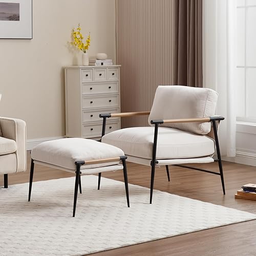 Miniatura 17 de DUOMAY Silla decorativa moderna Mid-Century, cómoda silla de sherpa para sala de estar, dormitorio, oficina, sillón de respaldo medio con patas de
