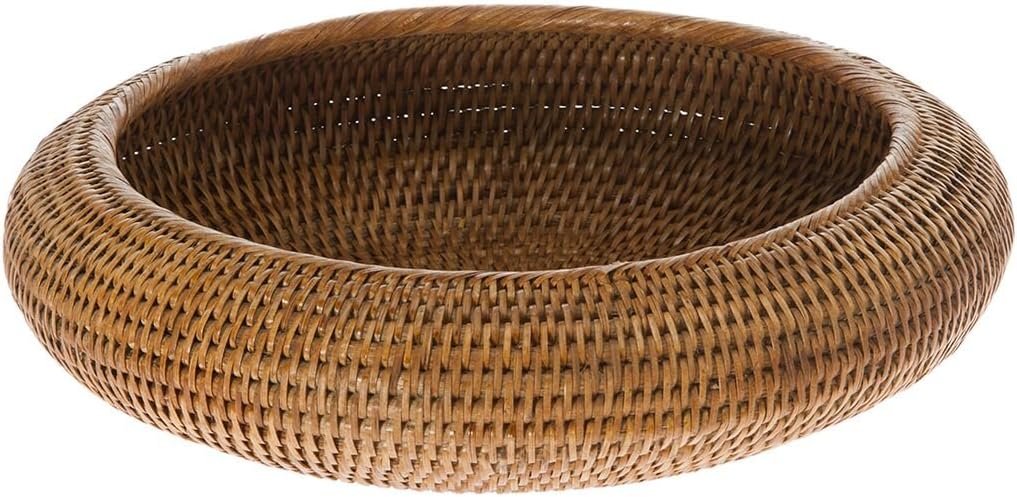 KOUBOO La Jolla Fruit Bowl – Woven Rattan Fruit Basket, Fruit Holder for Kitchen Counter, Decorative Bowl for Vegetables, Baskets for Home Decor Medium, Honey Brown
