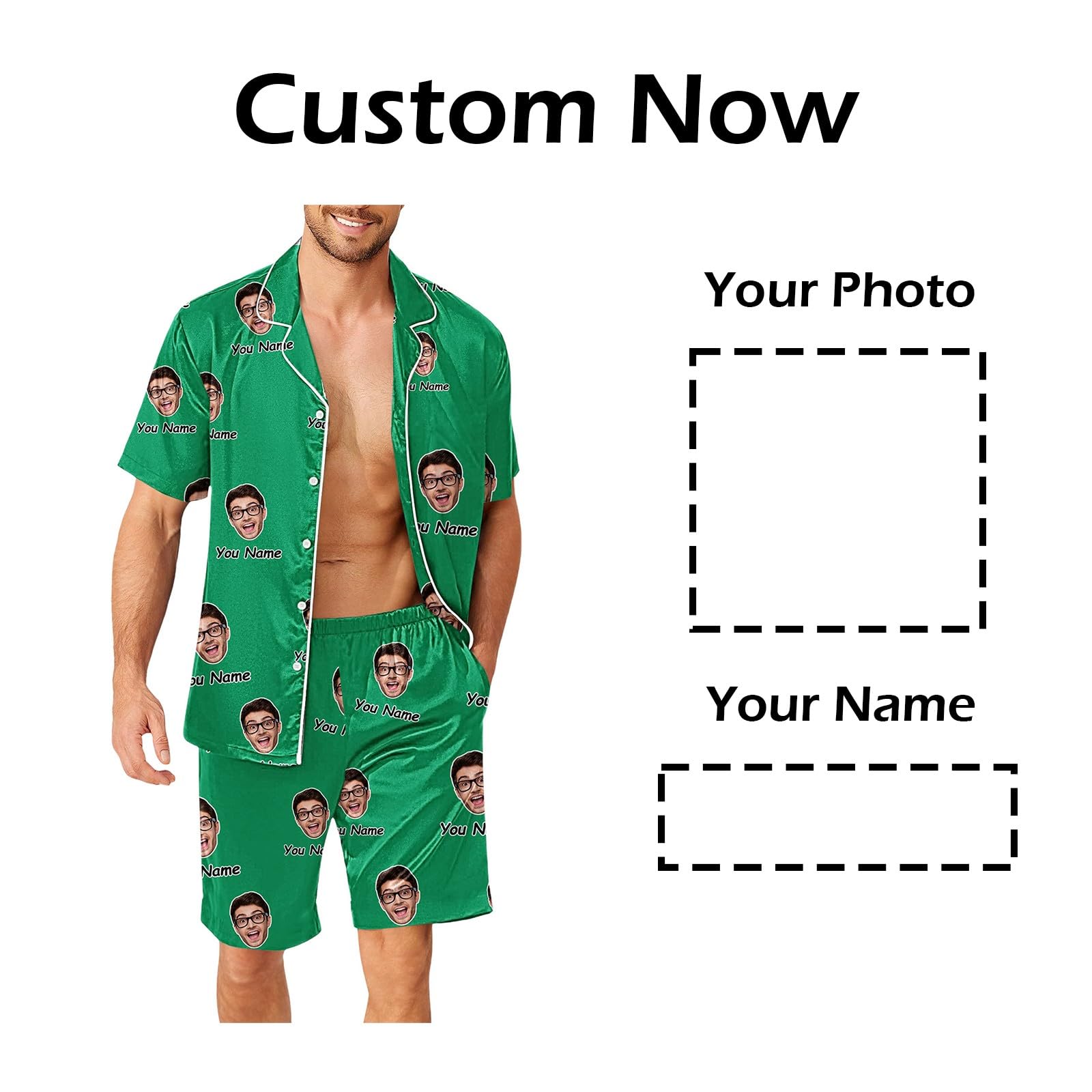 Generisch Pijama Hombre Manga Corta Pantalones Divertidos para Hombres Mujeres Parejas a juego Unisex Nombres Personalizados Loungewear Hombre