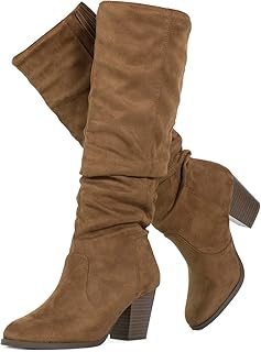 knee high brown boots no heel
