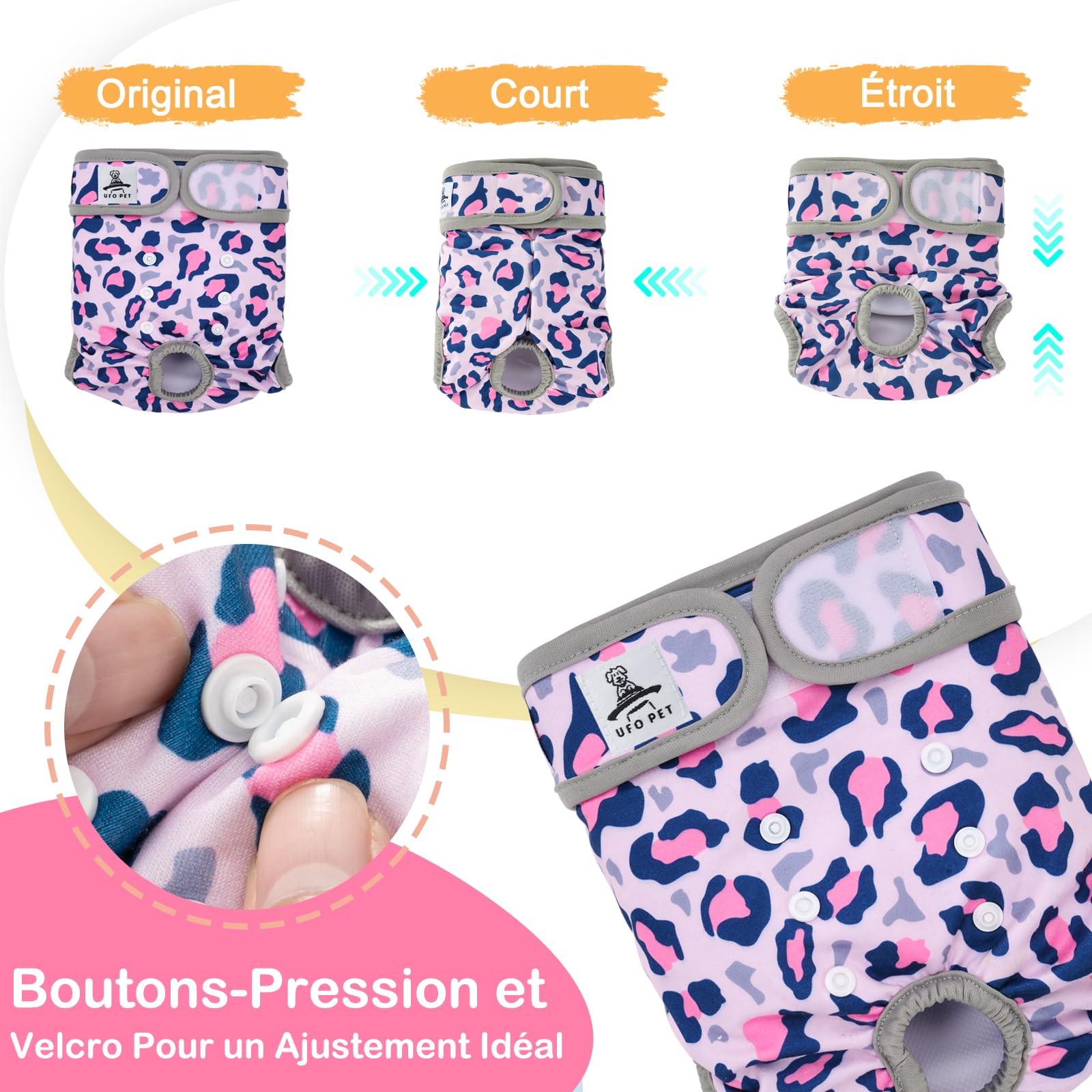 Culotte Chiennes Chaleurs M Réutilisables, Couche pour Chien Femelle Lavables (Lot de 3), Culotte très Absorbantes pour Chien avec Fermeture Forte et Flexible