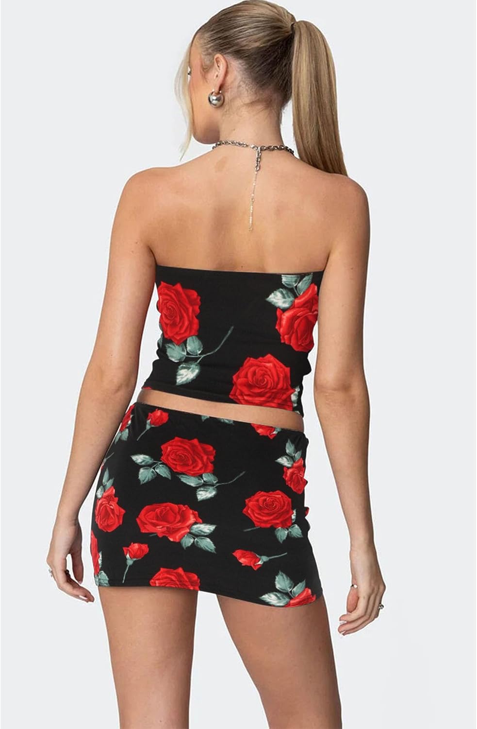 HAOYUAN Skirt Set Women 2 Piece Outfits Y2k Sexy Club Vacation Outfits Two Piece Set Tube Top Bodycon Mini Skirts with Shorts - Image 5