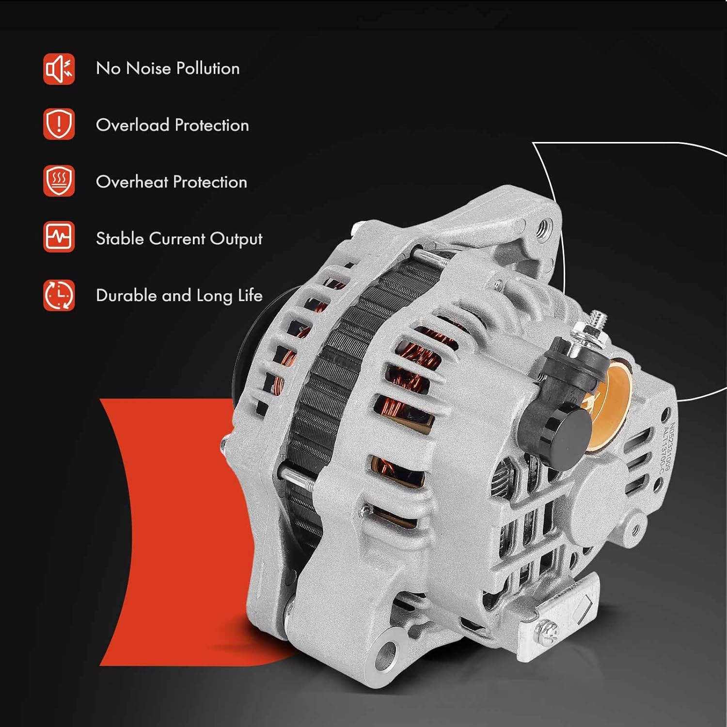 A-Premium Alternator Compatible with Honda Civic, Civic Del Sol, 1994-1995, 1.5L, 12V 70A 4-Groove Pulley Counterclockwise, Replace# 31100-P08-024, 31100-P08-024RM