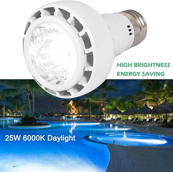 Bonbo Foco LED para Spa 12V 25W Luz Blanca Fría 6000K E26 Reemplazo 300-400W miniatura 9