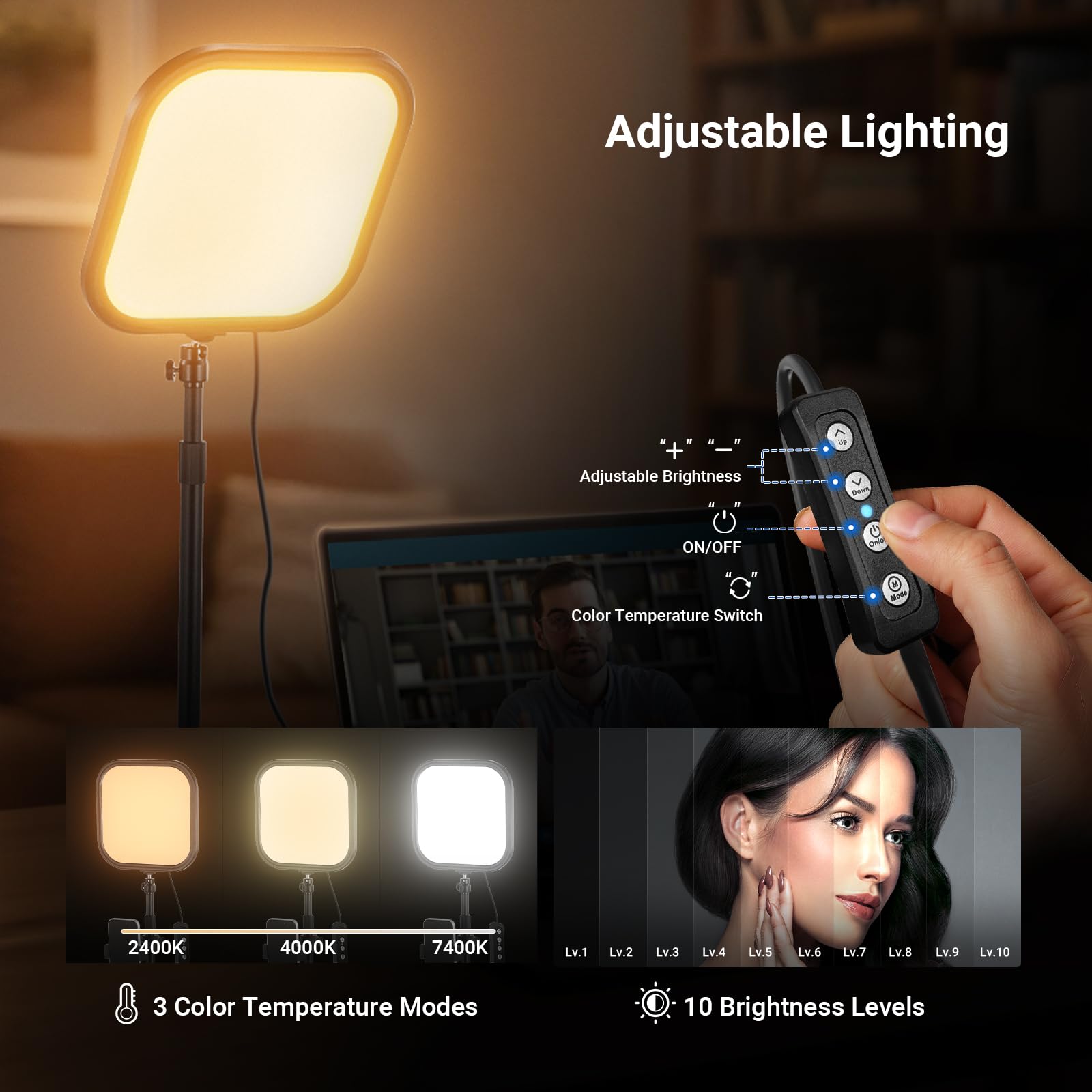 NEEWER Basics 10.8" Światło wideokonferencje Reflektor z uchwytem i wsparciem mobilnym, 15 W Bi Color Edge Lit Full Screen Desk Light CRI95+ do laptopa Kamera internetowa Zoom Calls Streaming
