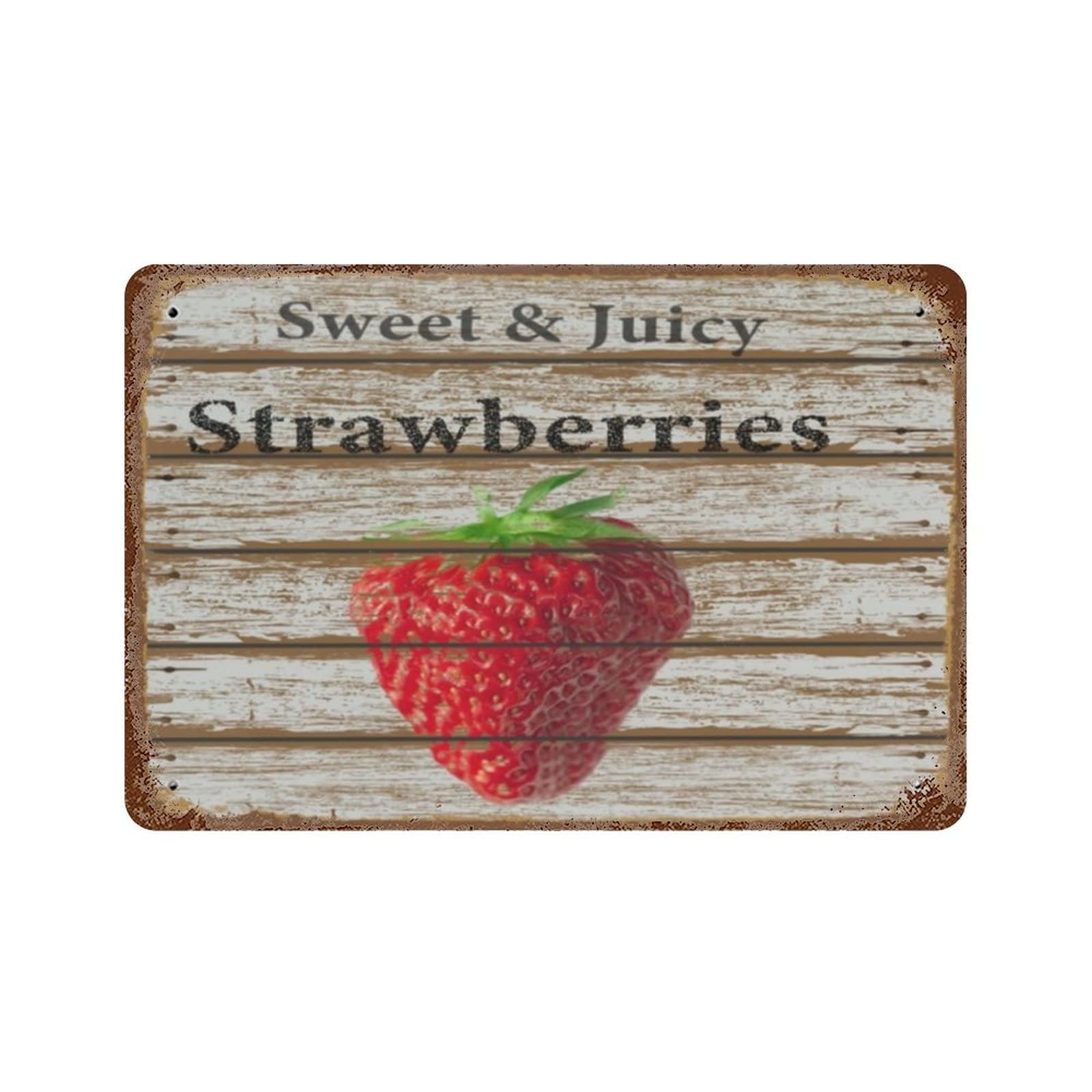 AOOEDM Strawberries Metal Sign for Home Coffee Garage Wall Decor Vintage Poster Bar Signs for Home Bar Retro Metal Tin Sign