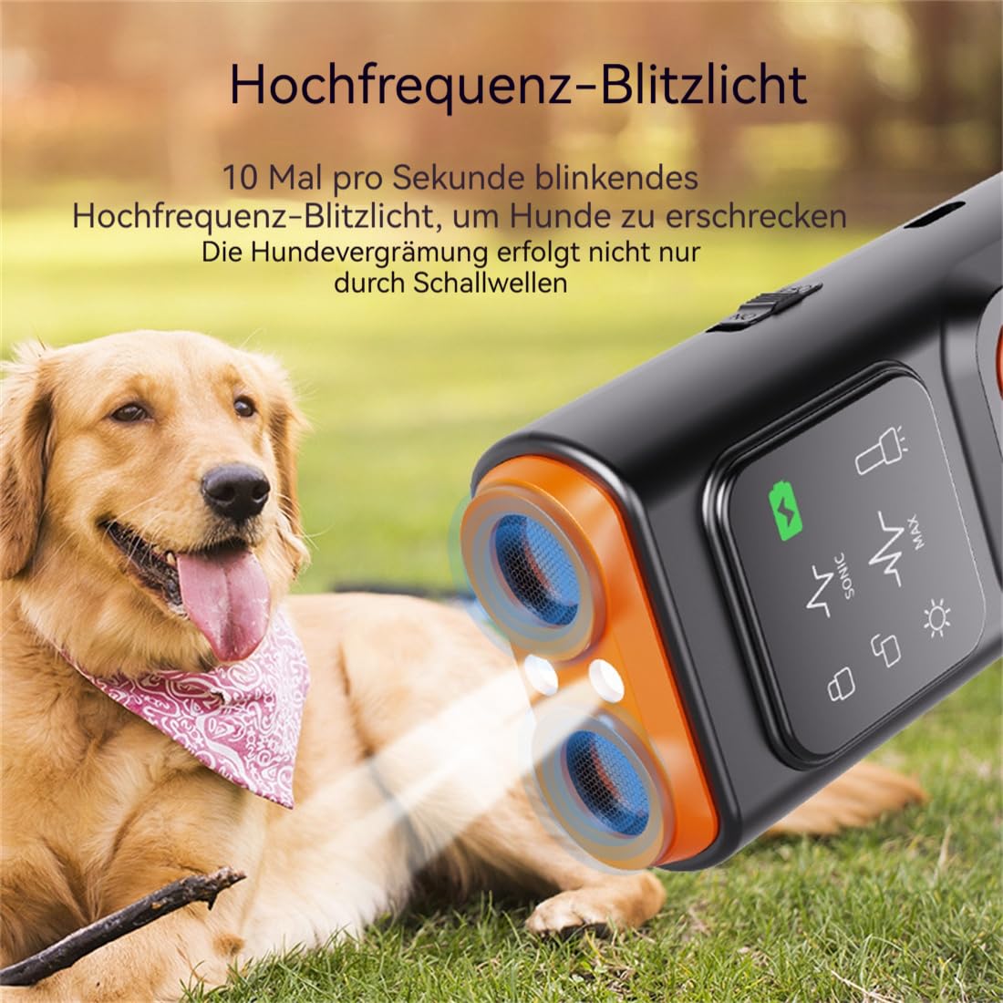 Ultraschall Anti-Bell Hundetrainer – Sanftes Hundetraining ohne Stromschläge, tragbares Anti-Bellen Gerät für kleine & große Hunde, sofort wirksam, sicher & diskret