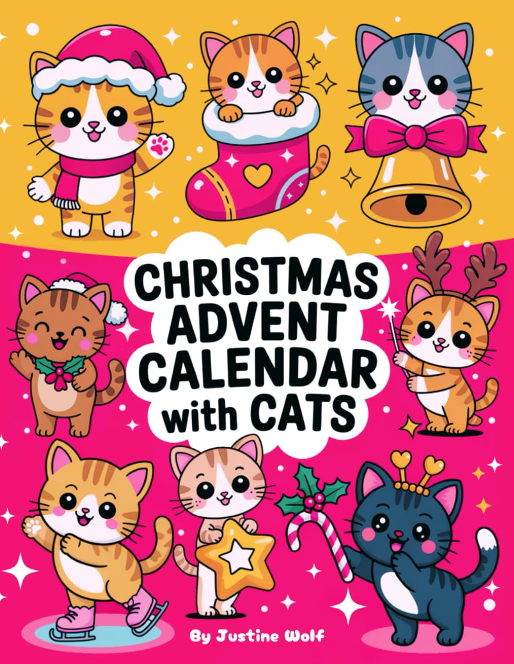 Christmas Advent Calendar with Cats: Coloring Book with 25 Simple & Festive Illustrations + Bonus Pages! Daily Holiday Countdown Fun for Kids and the Whole Family