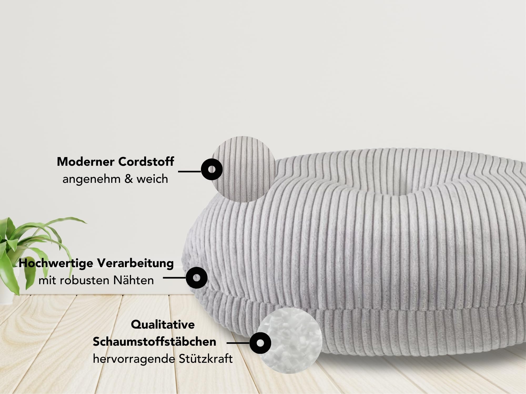 Kinder vloerkussen Sugar van corduroy