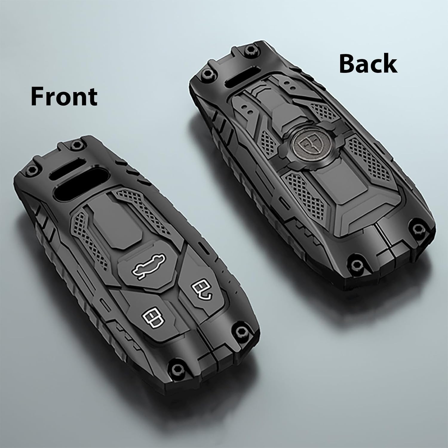 Mech Style Heavy Metal Key fob Cover, Compatible with Audi A1 A3 A4 A5 A6 A7 A8 Q3 Q5 Q7 SQ5 S3 S4 S5 S6 S7 S8 SQ5 RS5 RS7 TT R8 etc, Zinc Alloy Key Case Protector (A Style, 1 PCS)