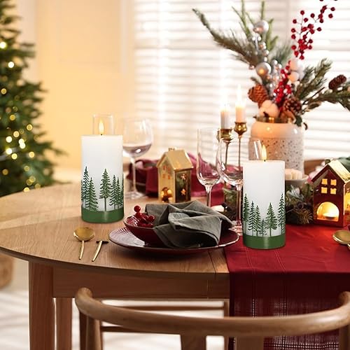 Miniatura 5 de Crystal Club Velas de árbol de Navidad sin llama, vela LED con pilar a batería con control remoto, parpadeo 3D y cera real en relieve velas