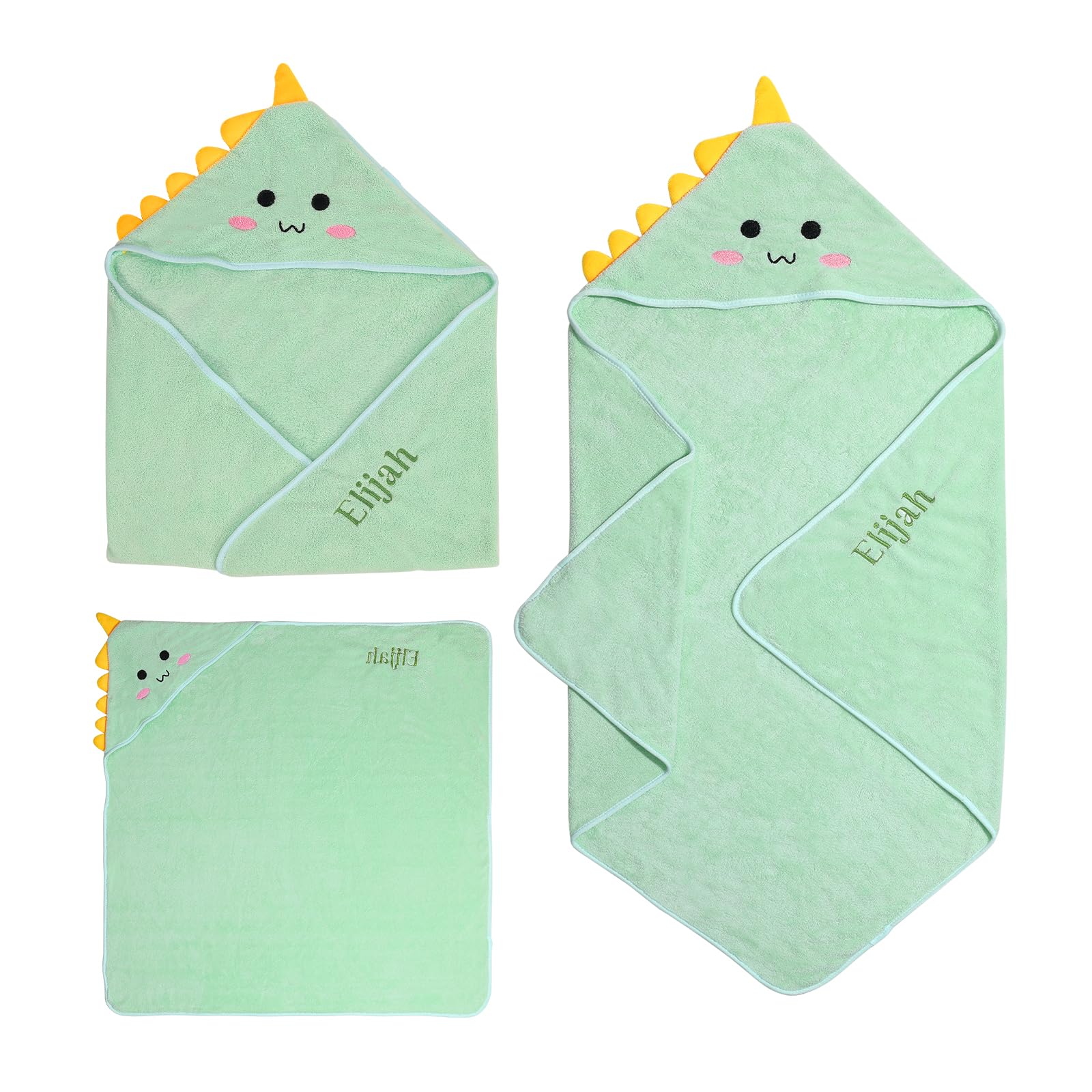 Cape de Bain Bebe Personnalisé avec Prénom Sortie de Bain Bebe Douce et Confortable Sortie de Bain Bebe pour Bebe Naissance Cadeau Baby Shower, Bebe Fille, Bebe Naissance (Vert)