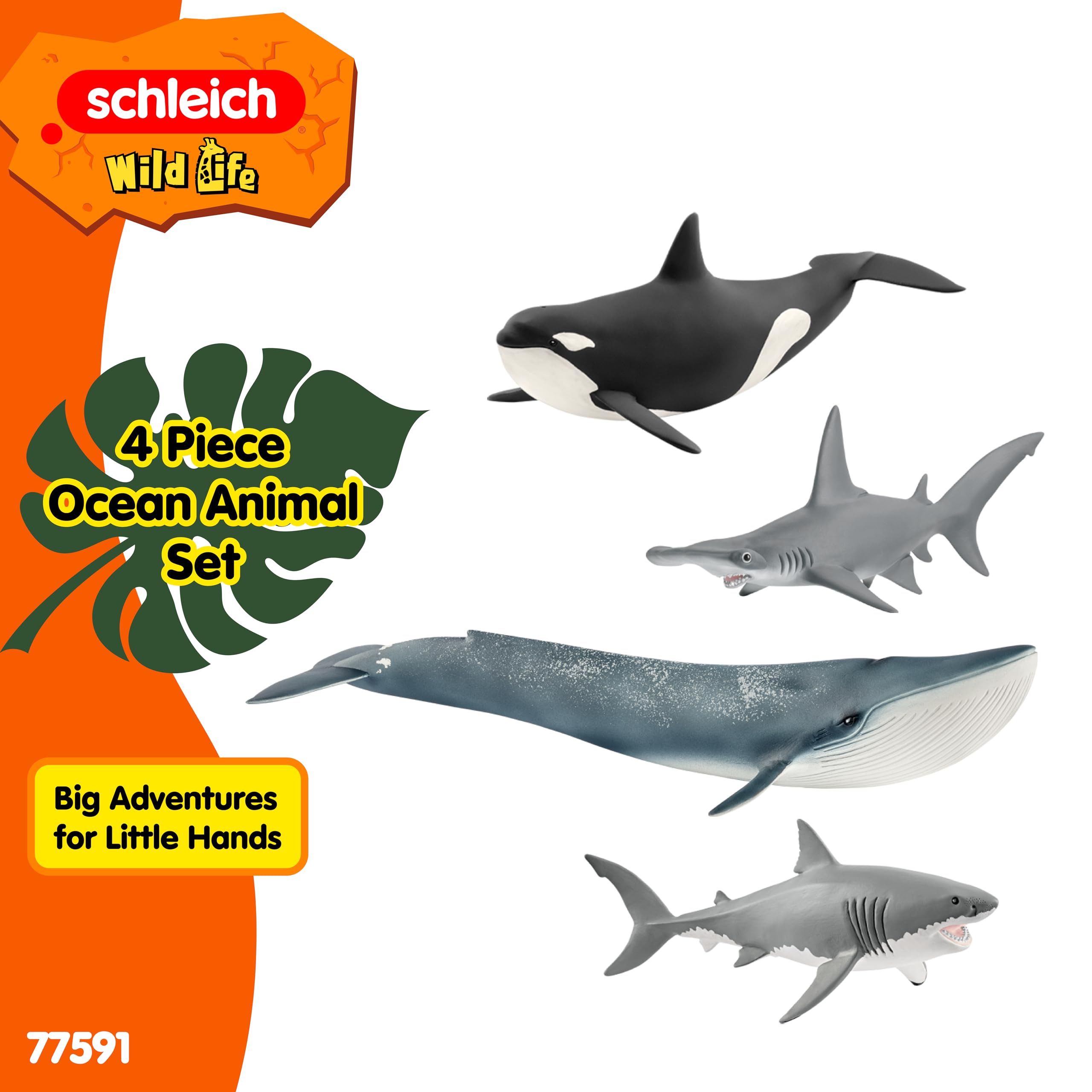 Ocean Life (海の生きもの) 彫刻アクセサリー　4-1A,1B Amazon.com: Schleich Wild Life - 4PC Ocean Animal Figurine Playset
