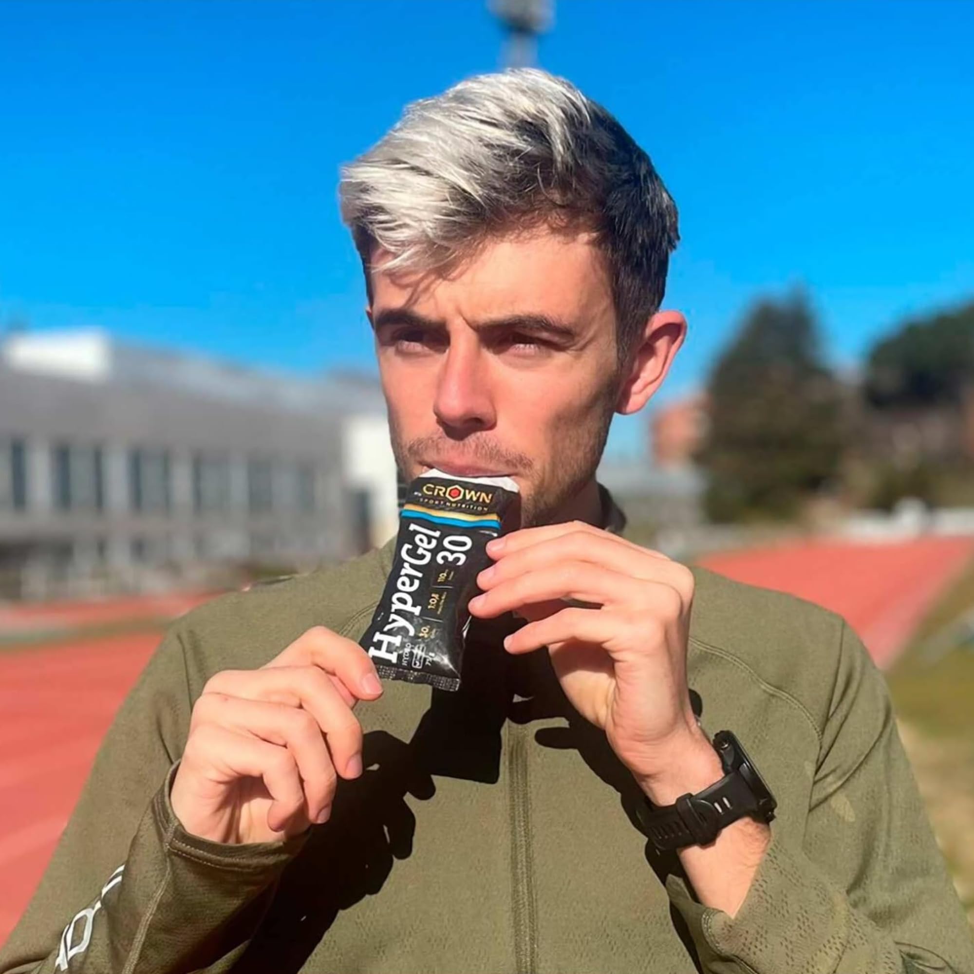 Crown Sport Nutrition HyperGel 30 | Neutro Con Cafeina | Gel Energético Running Ciclismo 30 g Carbohidratos | Ratio 1:0,8 Con Cafeína 80 mg + 110 mg Sodio | Textura Liquida | Sin Aditivos Vegano