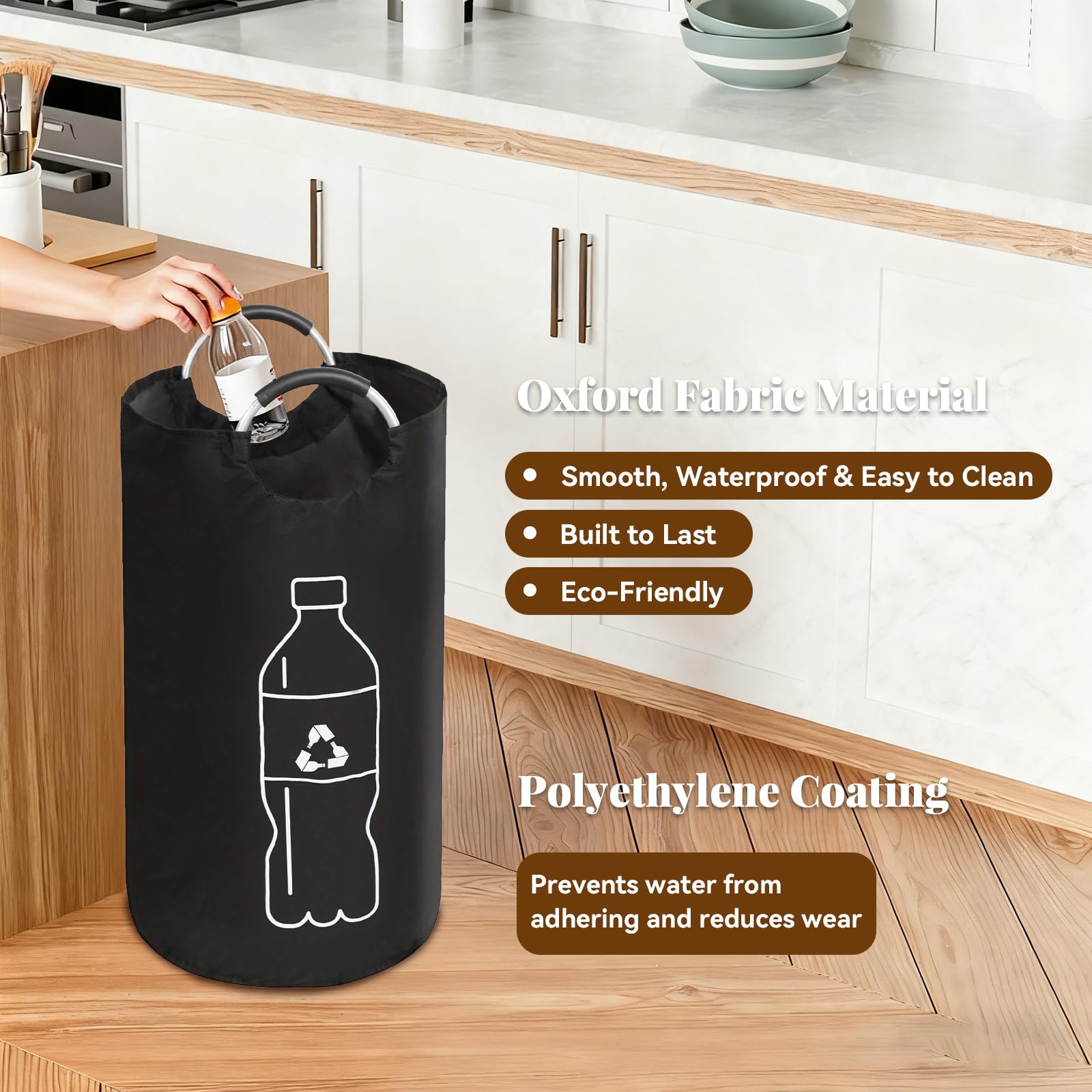 90L pojemnik na butelki z depozytem, pojemnik na butelki z depozytem z uchwytami Softgrip, składany pojemnik na butelki z depozytem na puste butelki, pojemnik na butelki do kuchni