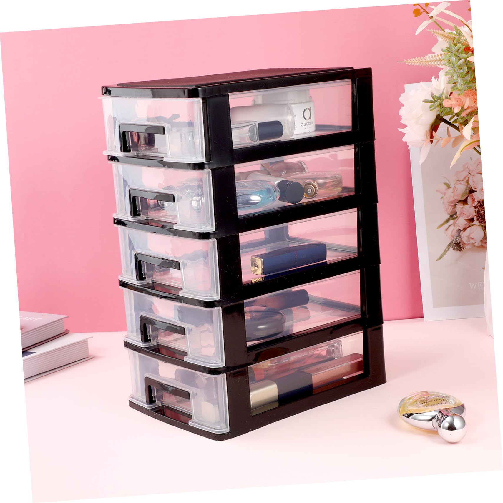 ULTECHNOVO Cassettiera da Scrivania in Plastica Trasparente, Organizzatore di Stoccaggio per Gioielli e Piccoli Oggetti, Grande Capacità per Armadi e Tavolo