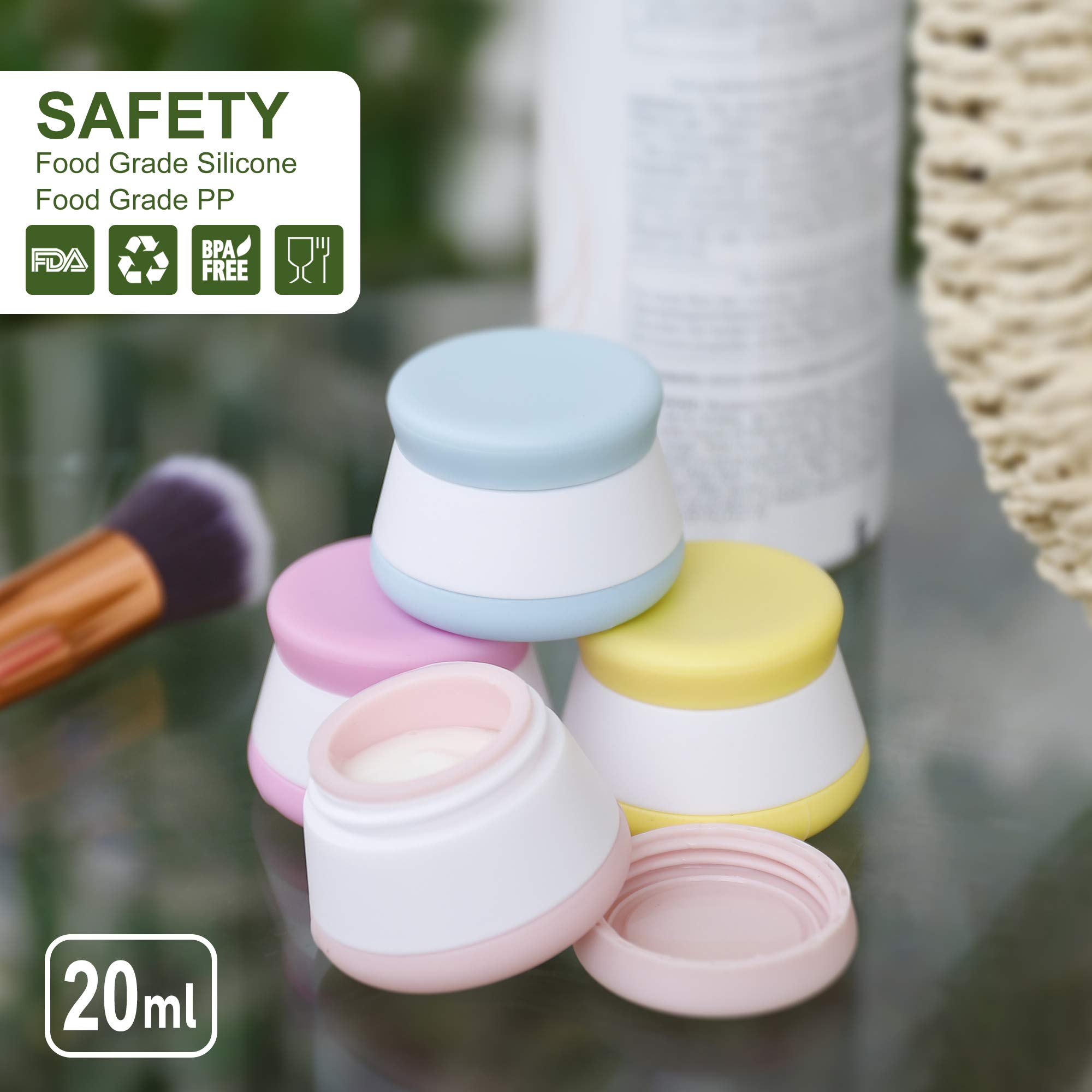 Lot De 4 Pots Cosmétiques Rechargeables En Silicone 20 Ml – Récipients De Voyage étanches – Pour Crèmes, Baumes, Produits Toilette