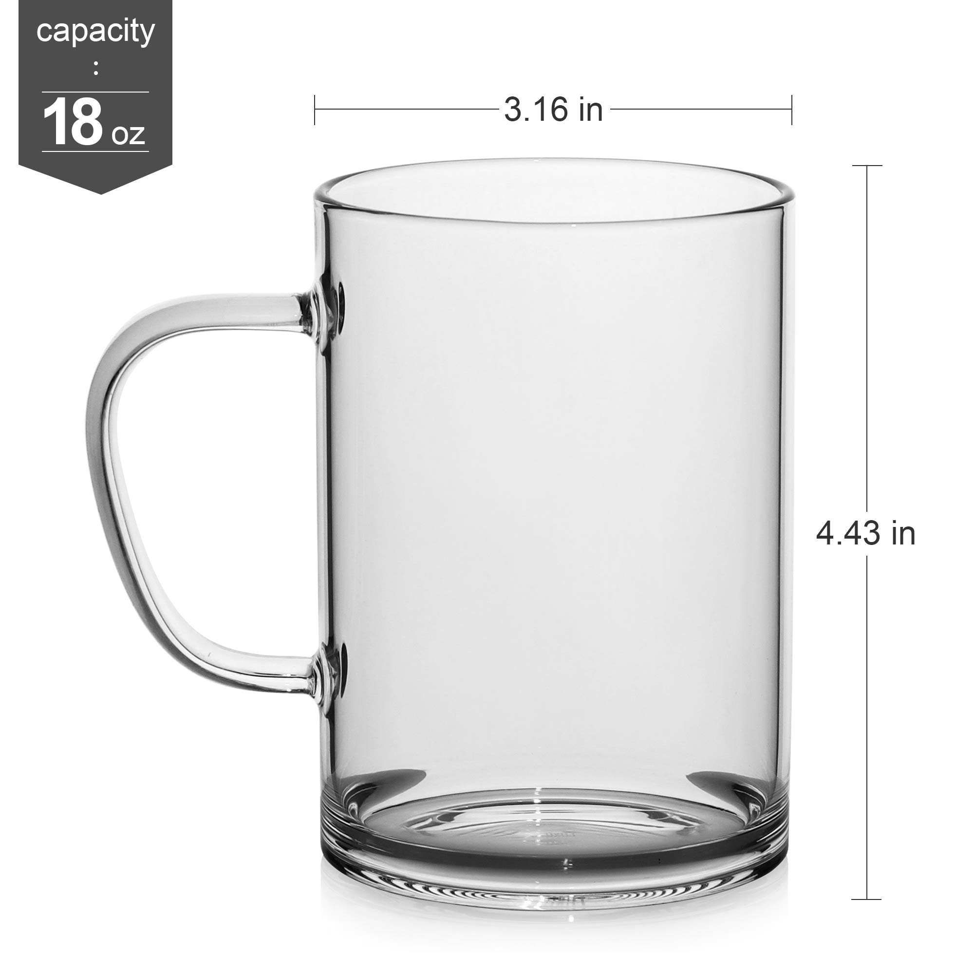 LUXU Glass Coffee Mugs Set of 2,Large Wide Mouth Mocha Hot Beverage