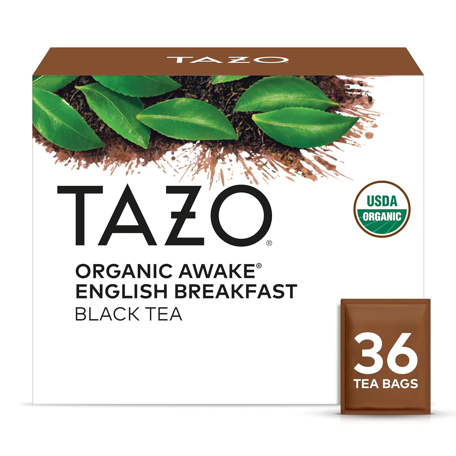 TAZO Organic Awake English Breakfast Black Tea, Black tea with Caffeine, 36 Total Bags (Pack of 4)